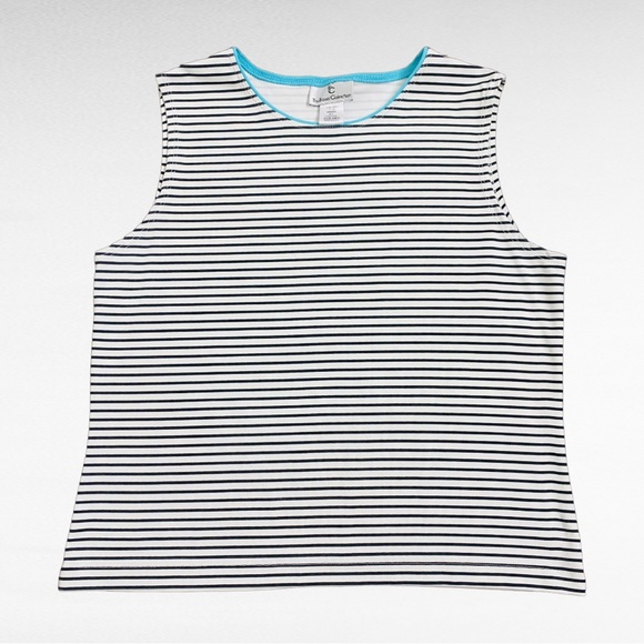 TTC 3pc Set Aqua Turquoise Open Front Cardigan Matching Striped/Solid Tank Tops - Picture 7 of 16